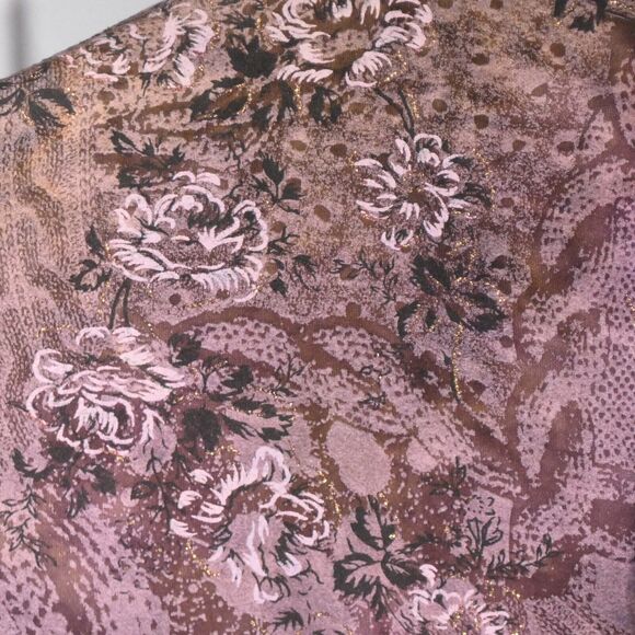 Dressbarn Blouse Womens Size 1X Purple Floral Layered Look Faux Necklace Boho - Picture 4 of 5